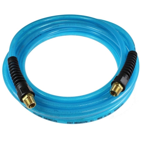 Coilhose Pneumatics Flexeel Hose, 3/8in x 100ft, 1/4in MPT Reusable Strain Relief Fittings,  PFE61004T